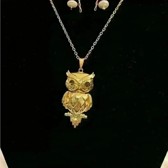 Owl necklace with earrings - Picture 4 of 7